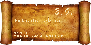 Berkovits Izóra névjegykártya